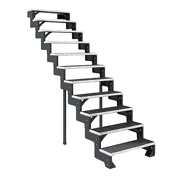 Dolle Außentreppe Gardentop Anthrazit 11 Gitterroststufe 80 cm Ohne Gelände günstig online kaufen