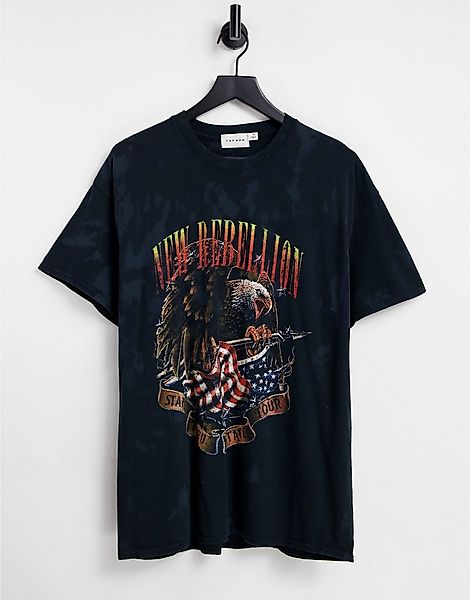 Topman – Oversize-T-Shirt in Schwarz mit „New Rebellion“-Print günstig online kaufen