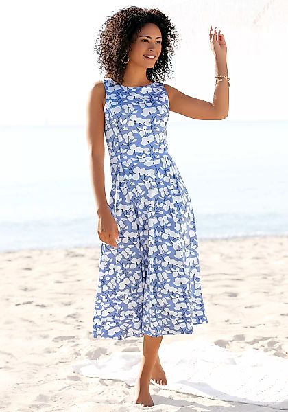 Beachtime Midikleid mit Blumendruck, aus Jersey, A-Linien-Kleid günstig online kaufen
