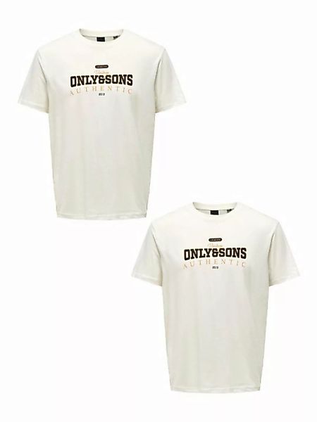 ONLY & SONS T-Shirt T-Shirt 2er-Set Rundhals Kurzarm (1-tlg) 7641 in Weiß-2 günstig online kaufen