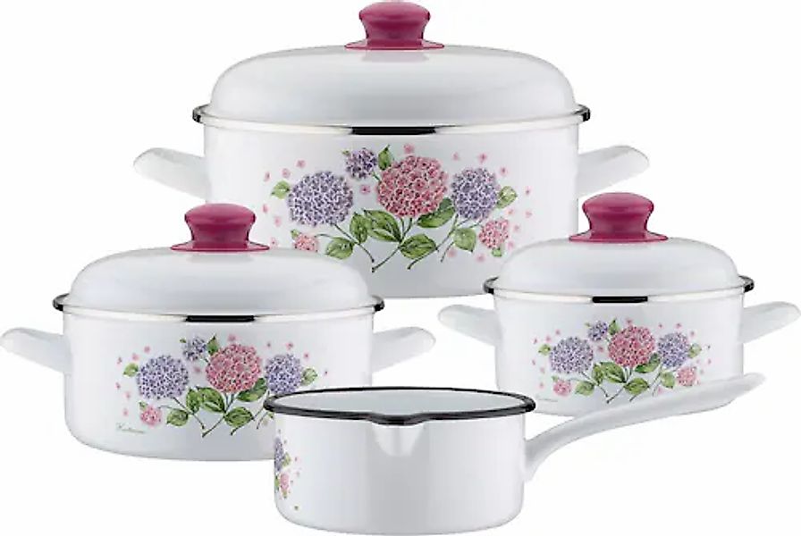 GSW Topf-Set »Hortensie« Set, je 1 Kochtopf Ø 16/20/24 cm, 1x Stielkasserol günstig online kaufen