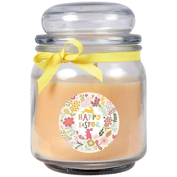 HS Candle Duftkerze & Glas Ostern Creme Bonbon 70h Happy Easter Blumen günstig online kaufen