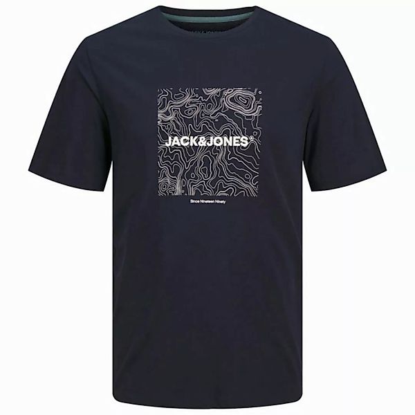 Jack & Jones Rundhalsshirt Jack&Jones XXL T-Shirt navy Logo-Frontprint JJLI günstig online kaufen