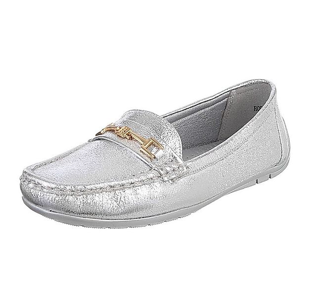 Ital-Design Elegante Wildleder Slipper mit Goldakzent für Damen Slipper (91 günstig online kaufen