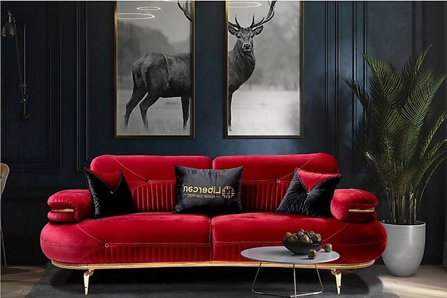 Xlmoebel 3-Sitzer Designer Roter 3-Sitzer Polster Couch Wohnzimmer Möbel Ed günstig online kaufen