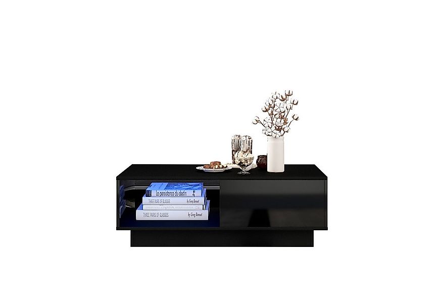 Sweiko Couchtisch (Wohnzimmertisch mit 15 Farben LED-Beleuchtung inkl. Fern günstig online kaufen