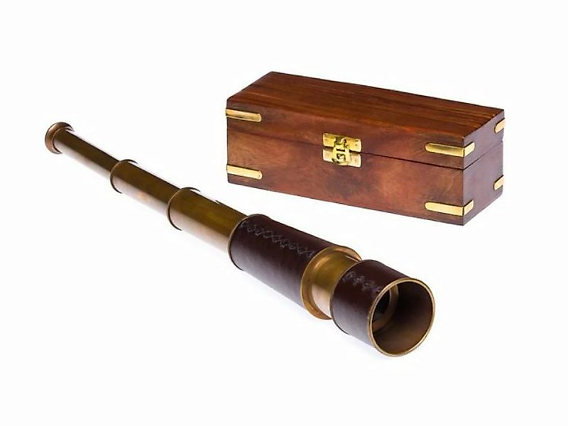 Aubaho Fernrohr Messing 49cm mit Holzbox Maritim Teleskop Monokular Ferngla günstig online kaufen