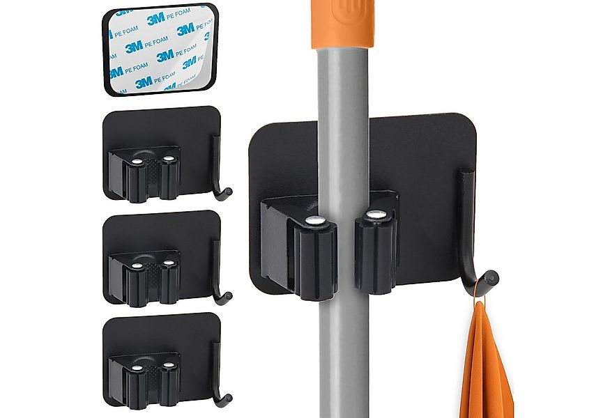 ECENCE Gartengerätehalter 4x Gerätehalter Selbstklebend Schwarz Wand Garten günstig online kaufen