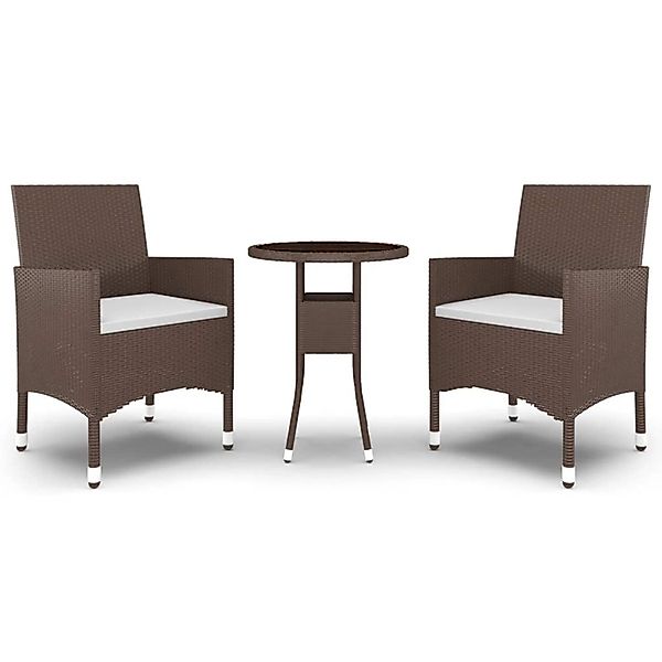 vidaXL 3-Tlg Bistro-Set Poly-Rattan und Hartglas Braun 3095902 günstig online kaufen