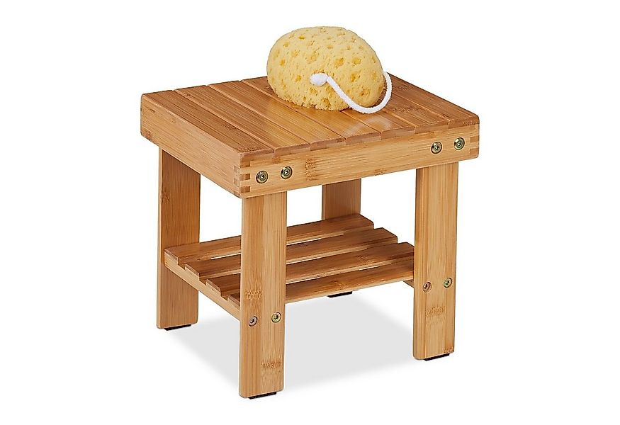 relaxdays Badhocker Bambus Badhocker mit Zusatzablage günstig online kaufen