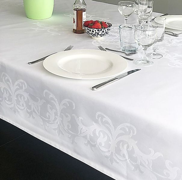 Libusch® Tischdecke DAMAST-Tischdecke Prinzipal, weiß, ornamentales Muster, günstig online kaufen