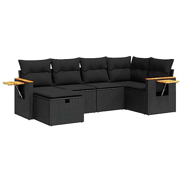 vidaXL 6-Tlg Garten-Sofagarnitur mit Kissen Schwarz Poly Rattan 3325968 günstig online kaufen
