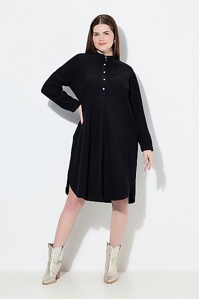Ulla Popken Midikleid Cordkleid Stehkragen Biesen Zierfalten Langarm günstig online kaufen
