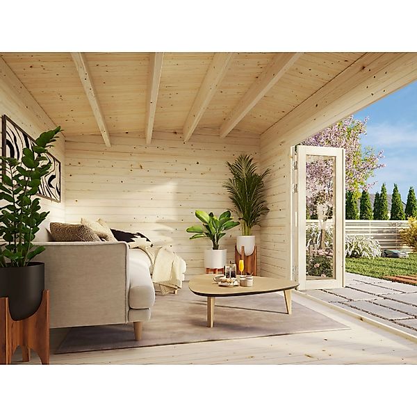 Palmako Ines Holz-Gartenhaus Natur Unbehandelt 480 cm x 300 cm günstig online kaufen