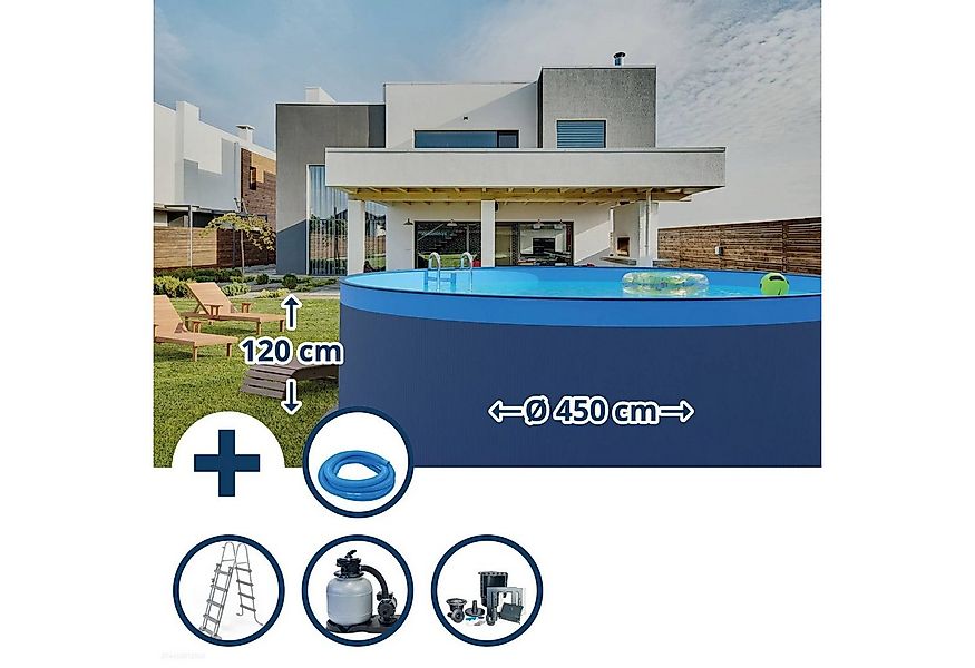 Waterman Rundpool Stahlwandpool Set (5-teilig) rund 450x120 cm, Stah (Kompl günstig online kaufen