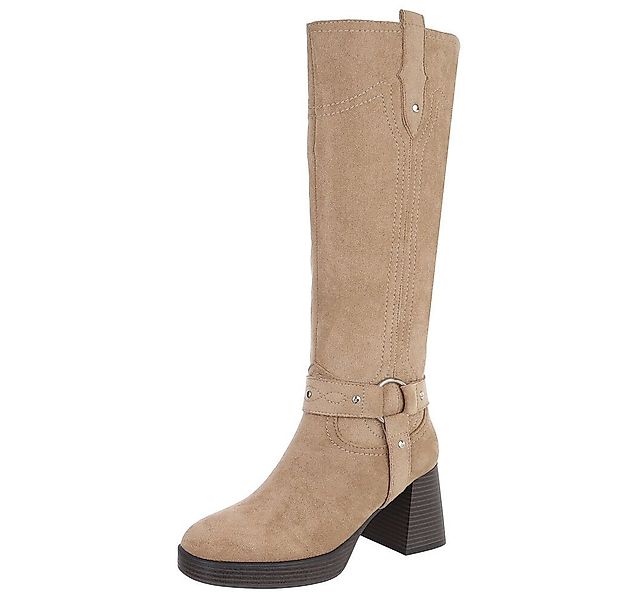 Ital-Design Eleganter Damen-Stiefel mit Blockabsatz und Kontrastnähten High günstig online kaufen