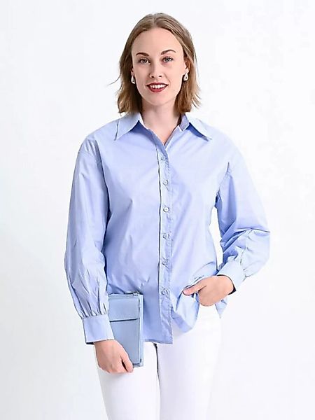 MODAFEIN Hemdbluse Hemdbluse Modena Langarm Hellblau günstig online kaufen