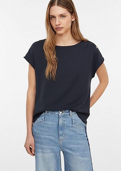 comma Kurzarmshirt T-Shirt Weiches T-Shirt mit Faltendetail günstig online kaufen