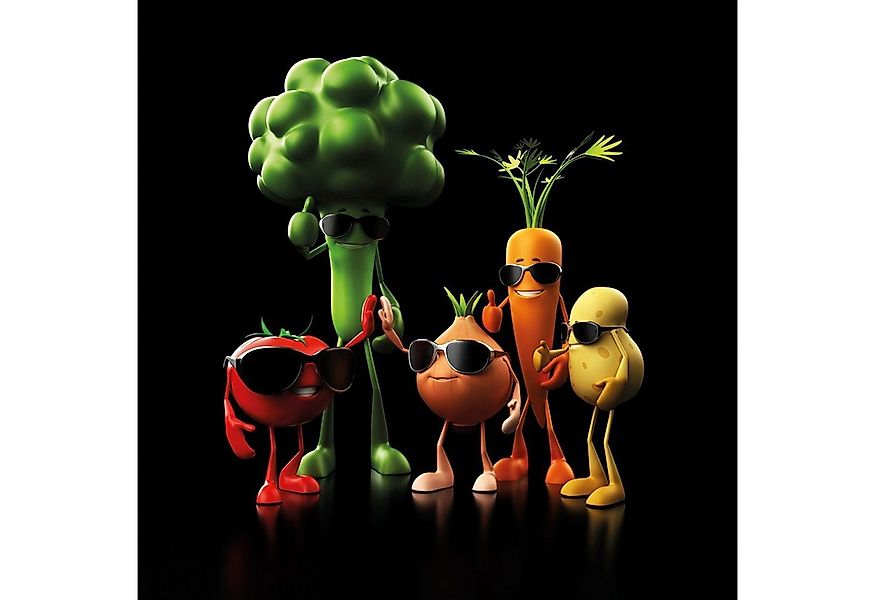 artissimo Glasbild Glasbild 30x30cm BIld Küche Küchenbild Gemüse lustig, lu günstig online kaufen