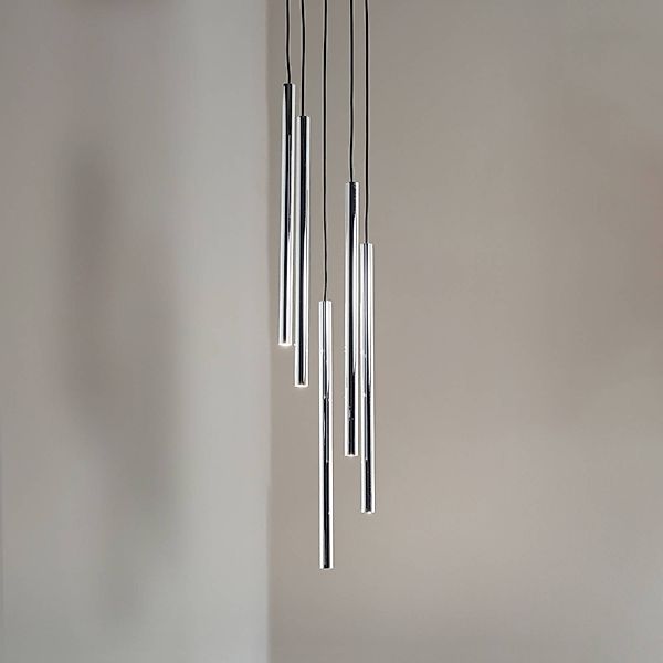 Hängeleuchte Sopel Lux, 5-flammig, rund, schwarz/silber, G9 günstig online kaufen