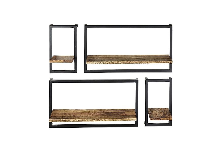 Kobolo Regal Wandregal Hänge aus Mangoholz und Metall - 4er Set günstig online kaufen