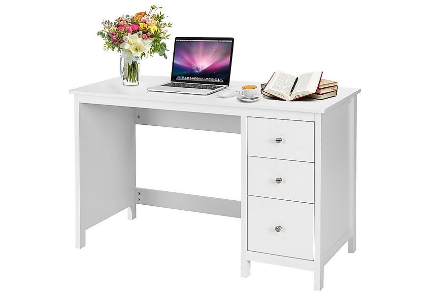 KOMFOTTEU Computertisch Schreibtisch, mit 3 Schubladen, 120 x 50 x 75 cm günstig online kaufen