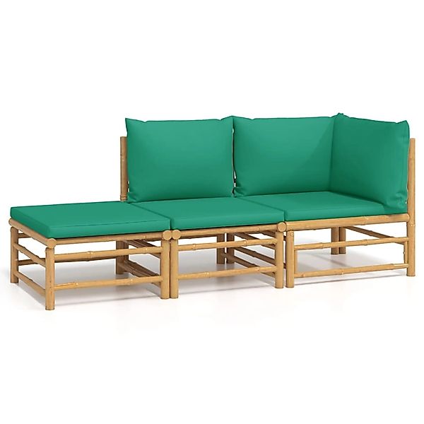 vidaXL Gartenlounge-Set 3-tlg. Garten-Lounge-Set mit Grünen günstig online kaufen