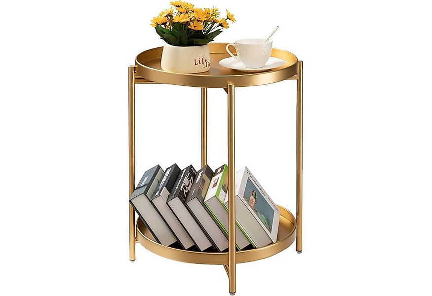 LuxusKollektion Beistelltisch Beistelltisch Rund Kleiner 2 Ebenen Metalltis günstig online kaufen