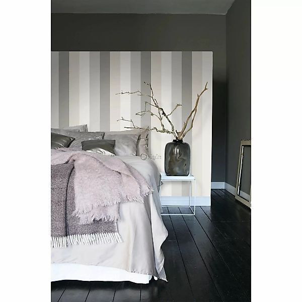 Origin Wallcoverings Tapete Streifen Grau und Taupe 53 cm x 10,05 m 346515 günstig online kaufen