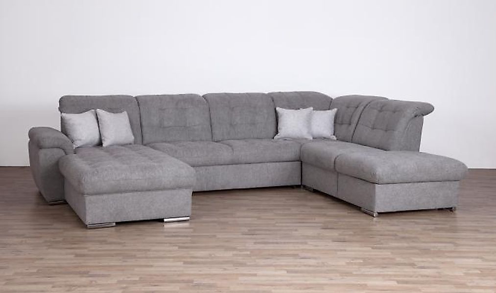Wohnlandschaft U Couch inkl. Zierkissen ca. 357 cm breit Grau günstig online kaufen