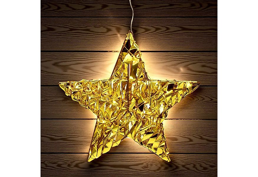 Spetebo LED-Dekofigur Leuchtstern 30 cm mit Goldband geflochten warm weiß ( günstig online kaufen