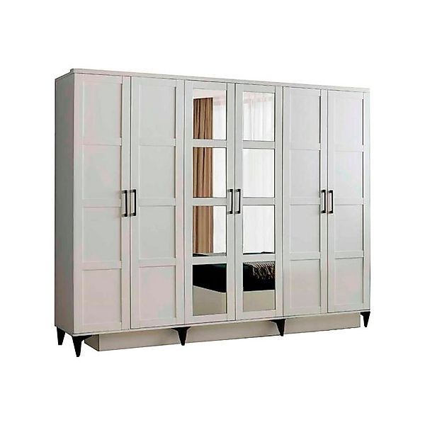 Xlmoebel Kleiderschrank Modernes Design Weißer Kleiderschrank mit Spiegel i günstig online kaufen