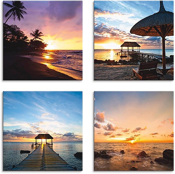 Artland Leinwandbild »Sonnenuntergang am Strand« Sonnenaufgang & -untergang günstig online kaufen