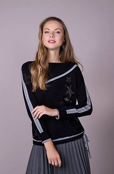 Passioni Strickpullover Pullover mit asymmetrischem Kragen und Glitzerdetai günstig online kaufen