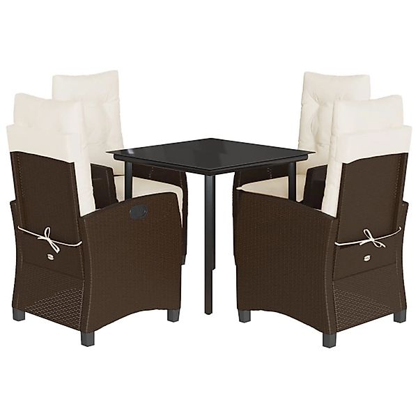 vidaXL 5-Tlg Garten-Essgruppe mit Kissen Braun Poly Rattan 3212774 günstig online kaufen