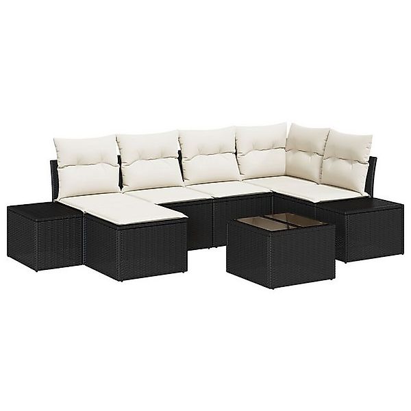 vidaXL Loungesofa 6-teiliges Garten-Sofa-Set mit Kissen braun Poly-Rattan, günstig online kaufen