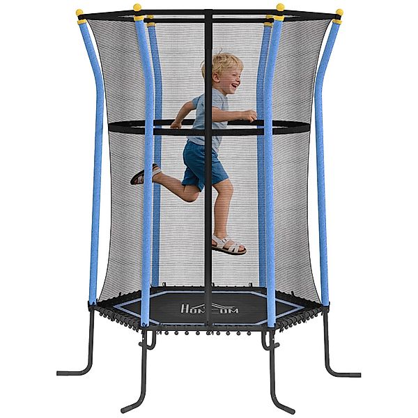HOMCOM Kids Trampoline Stahl Kunststoff Blau Ø163,5 x H190 cm günstig online kaufen
