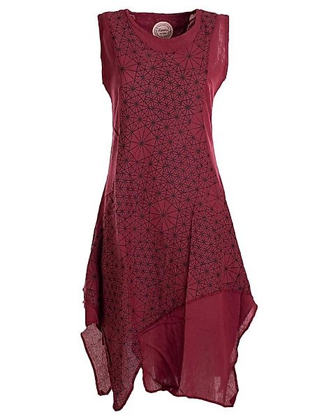 Vishes Midikleid Damen knielanges Kleid Baumwolle Geometrisch Lagenlook Arm günstig online kaufen