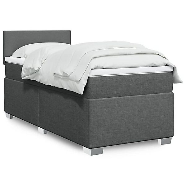 vidaXL Boxspringbett, Boxspringbett mit Matratze Dunkelgrau 90x190 cm Stoff günstig online kaufen