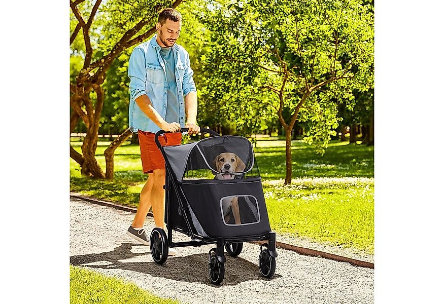 PawHut Hundebuggy mit Kissen, Netzfenster, Sicherheitsleinen, Tasche, (Hund günstig online kaufen