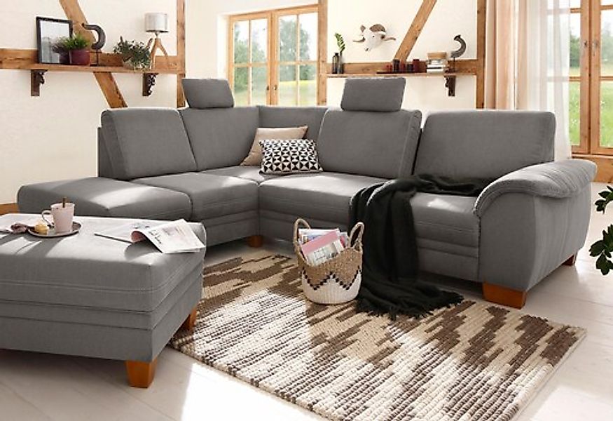 Home affaire Ecksofa »Husum L-Form« mit Sitztiefenverstellung, Federkern-Po günstig online kaufen