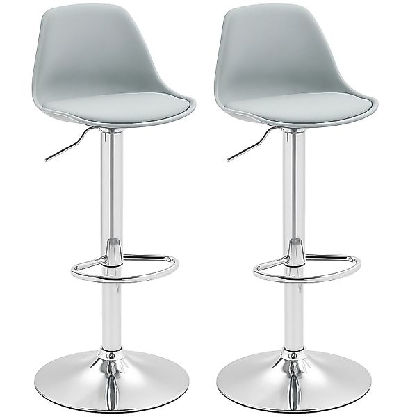 HOMCOM Barhocker mit Stahlgestell Kunstleder Grau 38L x 42B x 82-104H cm günstig online kaufen