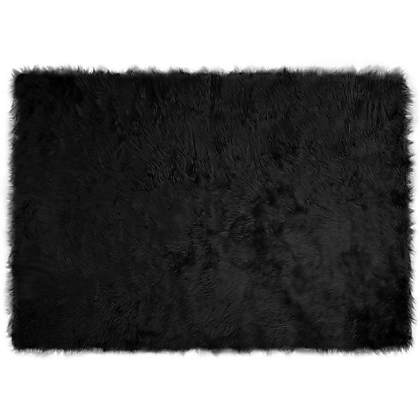 vidaXL Kunstschaffell Teppich Tafalla Schwarz 140 x 200 cm Polyester 420215 günstig online kaufen