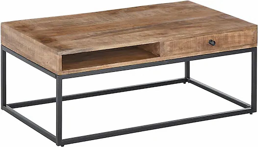 Stolkom Couchtisch »ALISON«, Massivholz mit Schublade, Tisch im Industrial günstig online kaufen