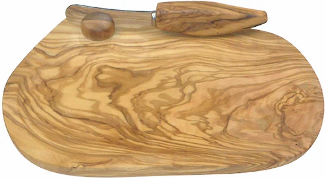 BERARD FRANCE 1892 Schneidebrett Olivenholz, inkl. Messer, jedes Stück hand günstig online kaufen