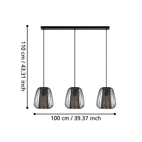 Hängeleuchte Curasao, Balken, dreiflammig günstig online kaufen