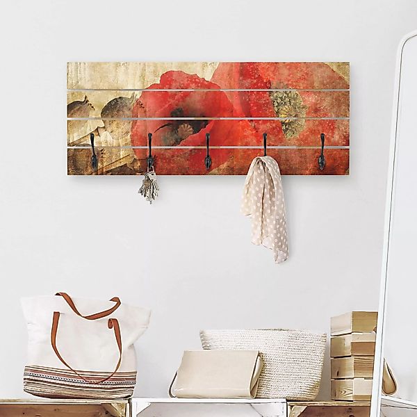 Wandgarderobe Holzpalette Poppy Flower günstig online kaufen