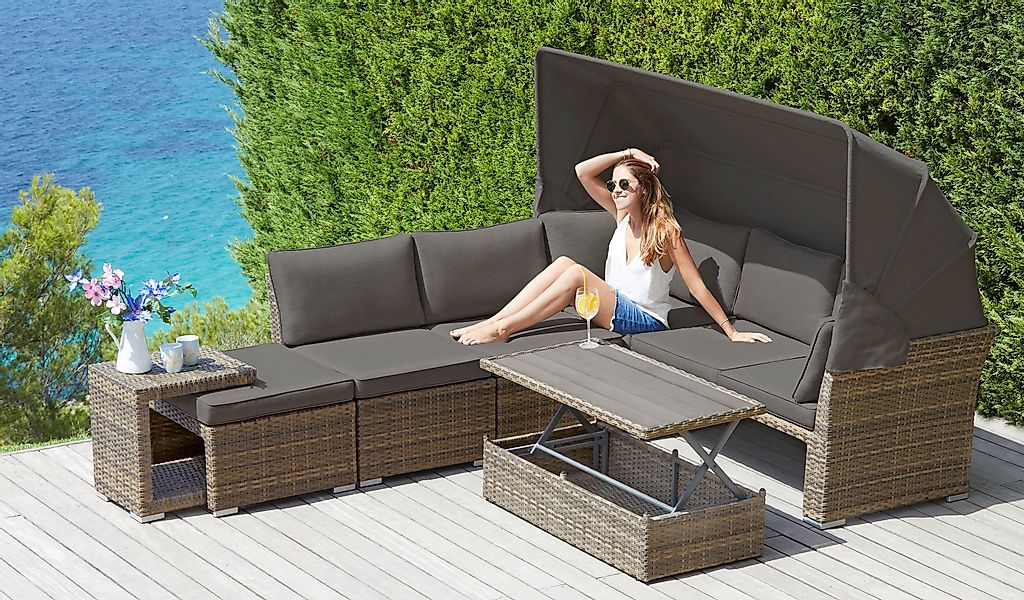 KONIFERA Gartenlounge-Set "Hawaii Premium" Set, 1x3erSofa, 2xSessel, 1xHock günstig online kaufen