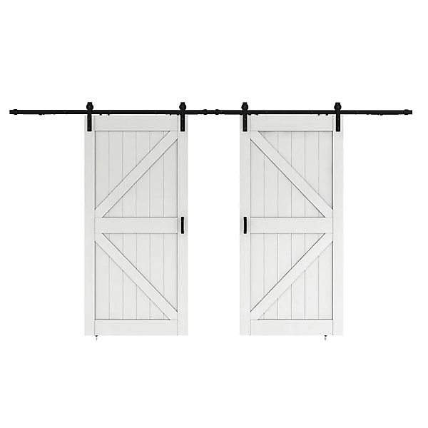 inova Holzschiebetür Weiß 2050 x 2150 mm Komplettset Schwarz inkl. 2Seitige günstig online kaufen