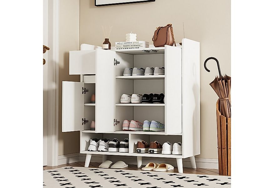 Flieks Schuhschrank mit 1 Schublade und 3 Türen Weiß (ca 12 Paar Schuhe, 1- günstig online kaufen